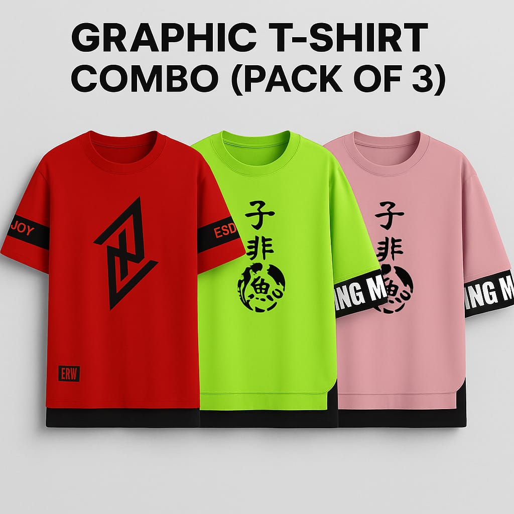 Pack of 3 Graphic Print T-Shirt Combo
