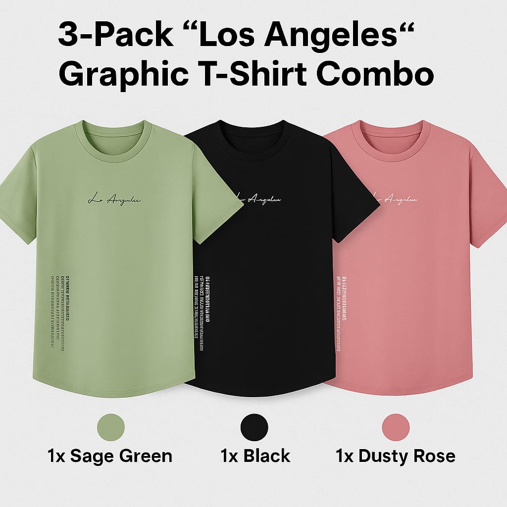 Pack of 3 Los Angeles Graphic T-Shirt Combo