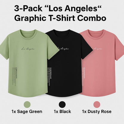 Pack of 3 Los Angeles Graphic T-Shirt Combo